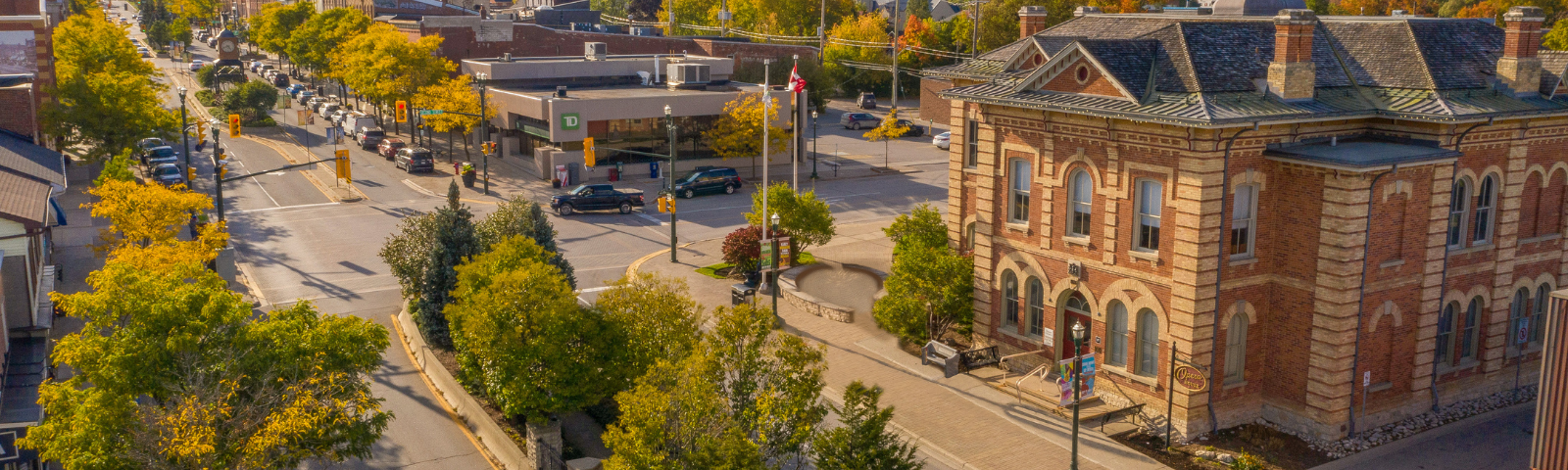 Aerial view of downtown Orangeville